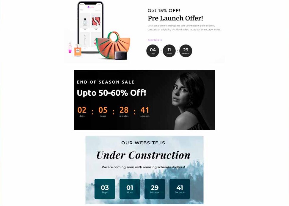 Cuenta regresiva para promociones y ofertas.
